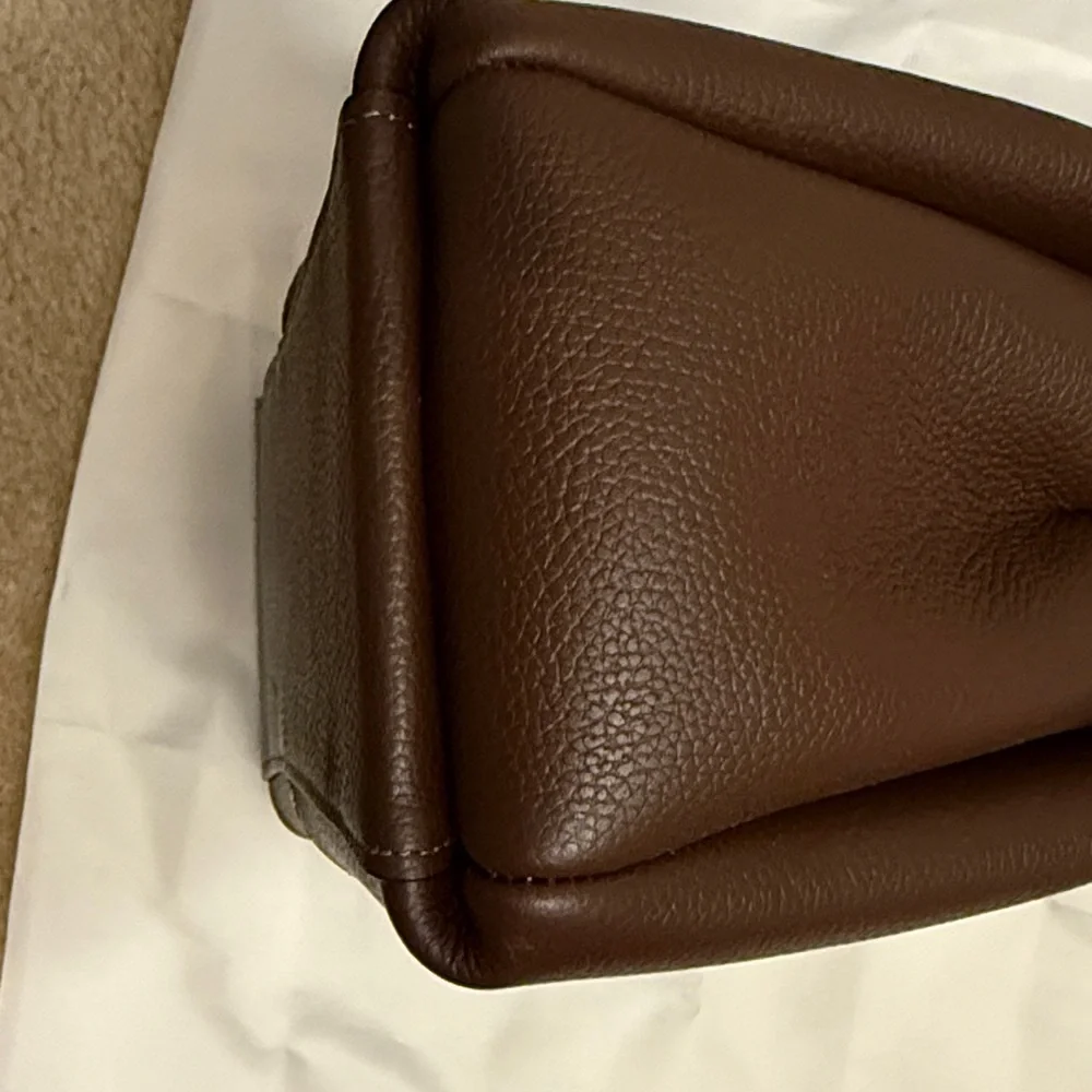 Coach Brown Pebbled Leather Top-Handle Shoulder Bag with Gold Accent - Picture 2 of 11